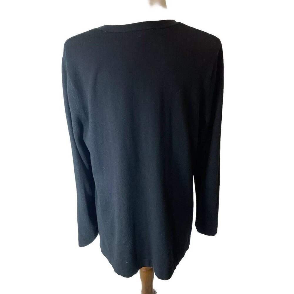 J Jill Wool Blend 3 Button Cardigan Sweater Sz M Black Knit Quiet Luxury V Neck - Picture 3 of 11